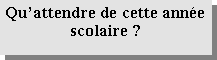 Zone de Texte: Quattendre de cette anne scolaire ?